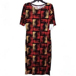 LuLaRoe Julia Red & Yellow Graphic Pattern Medium